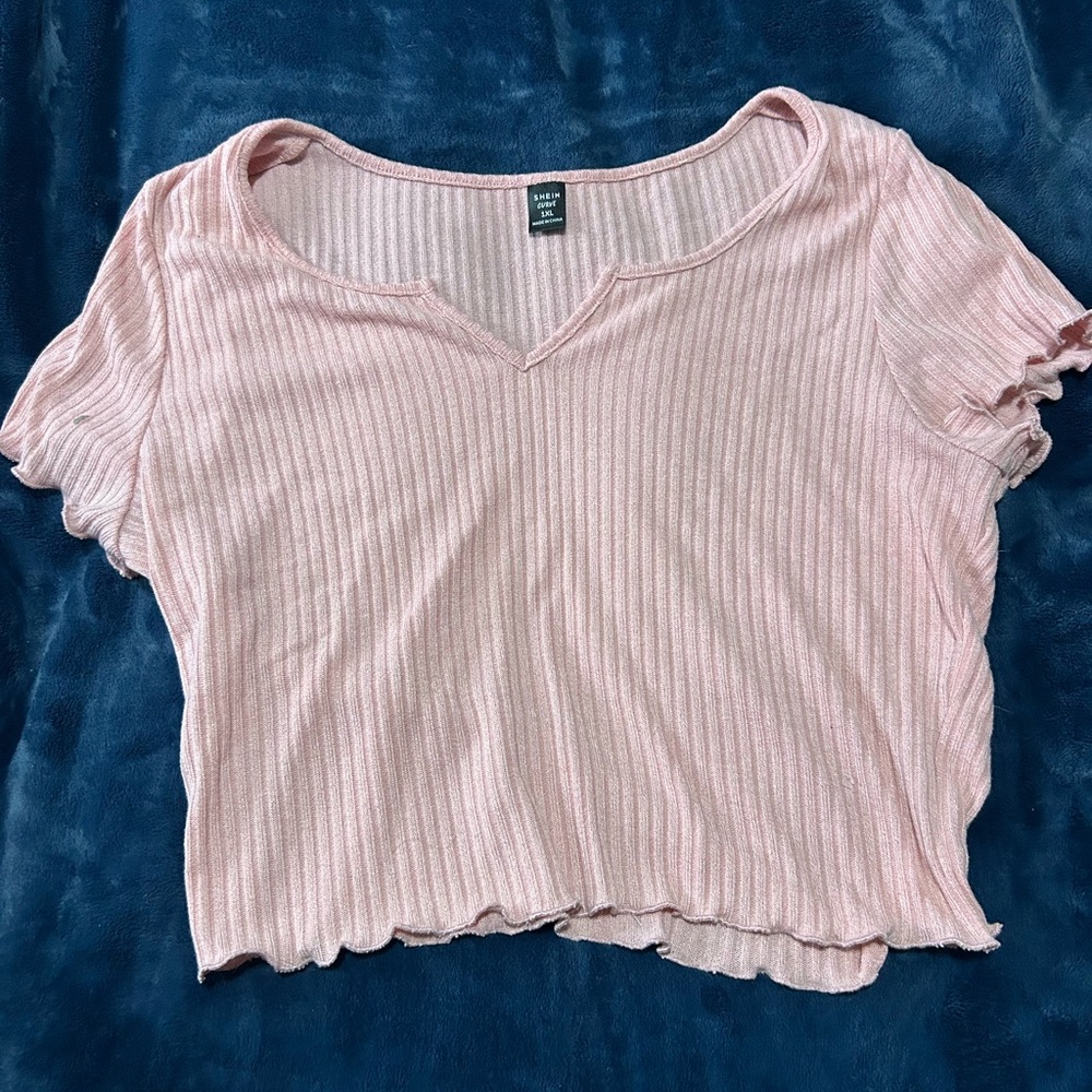 Pink Ribbed Crop Top